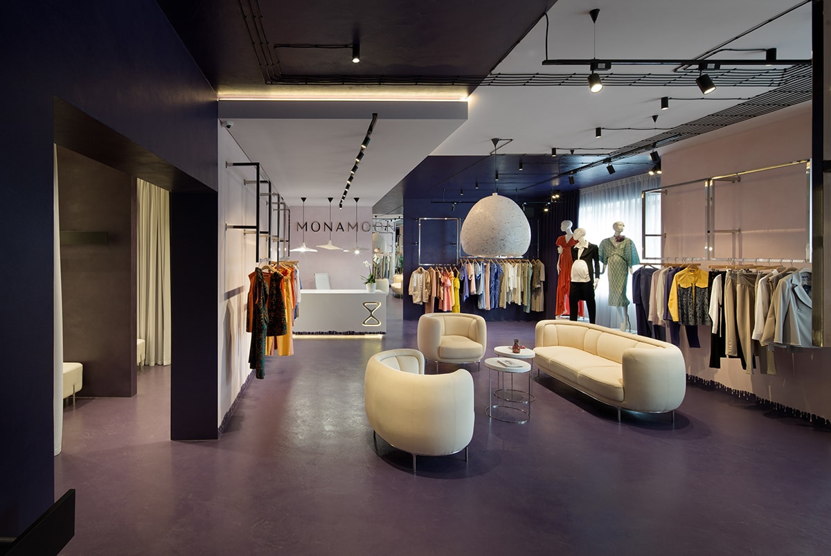 時尚孕婦服裝精品店品牌商業(yè)空間設計案例，商業(yè)空間設計，服裝精品店設計，深圳空間設計，左右格局